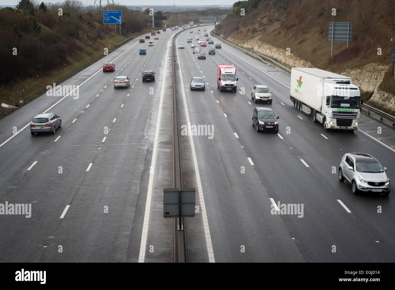 M27 Autobahn in Hampshire UK Stockfoto