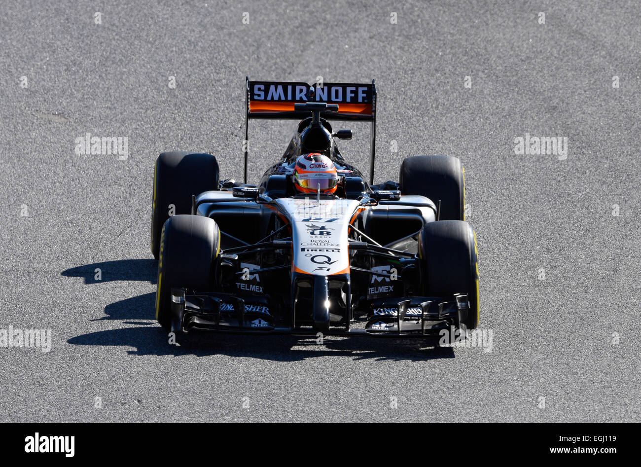 Circuit de Catalunya Montmelo in der Nähe von Barcelona, Spanien 19.-22.2.15, Formel 1 Tests--Nico HŸlkenberg (Hülkenberg), Force India VJM08 Stockfoto