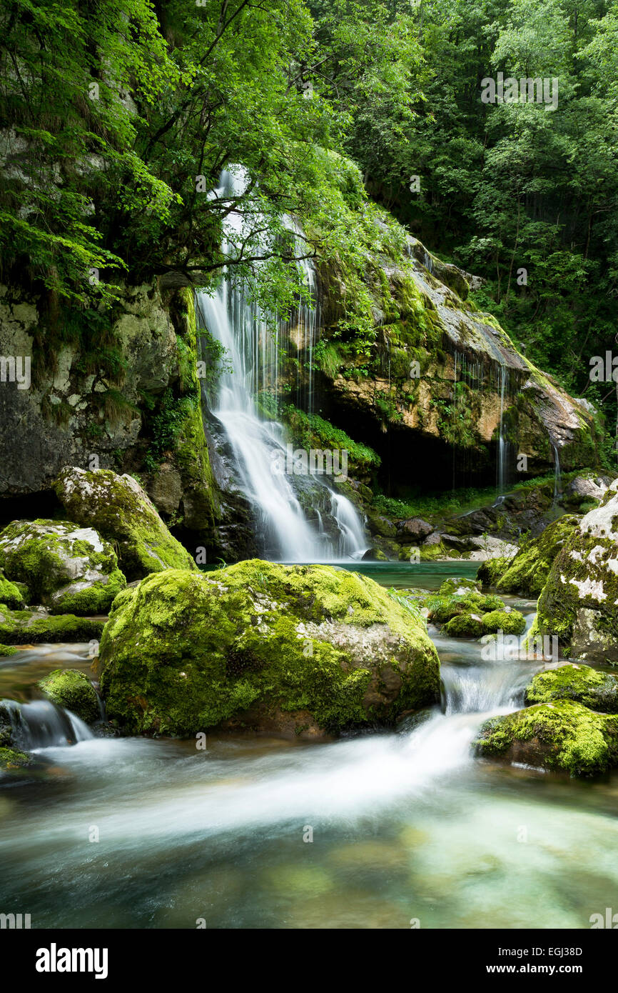Slowenien, Nationalpark Triglav, Wasserfall, Stockfoto