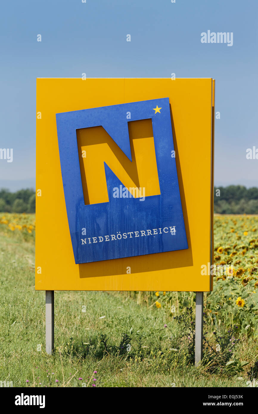 Zeichen der Grenze Niederösterreich oder Niederösterreich, Österreich Stockfoto