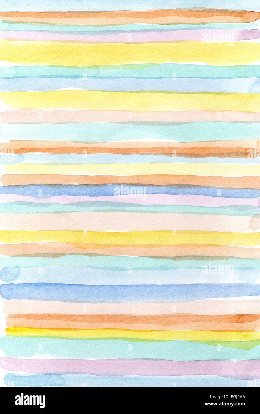 Bunte abstrakte Linien auf Aquarellpapier Stockfoto