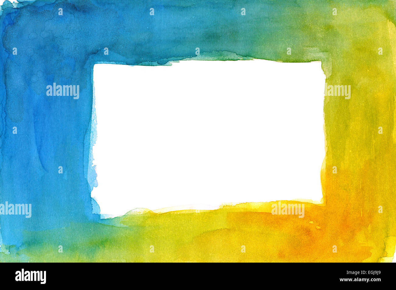 Blau gelb Aquarell frame Stockfoto