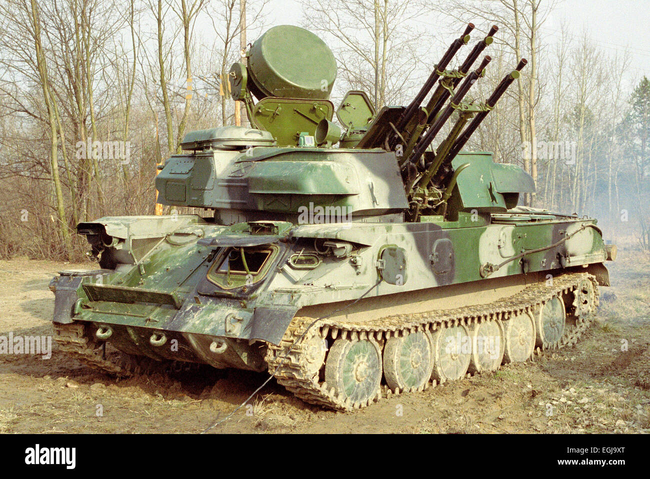 Die ZSU-23-4 "Abgeschlossen" ist ein leicht gepanzerte, selbstfahrende, geführte Anti-Aircraft Waffe Radarsystem (SPAAG) Stockfoto