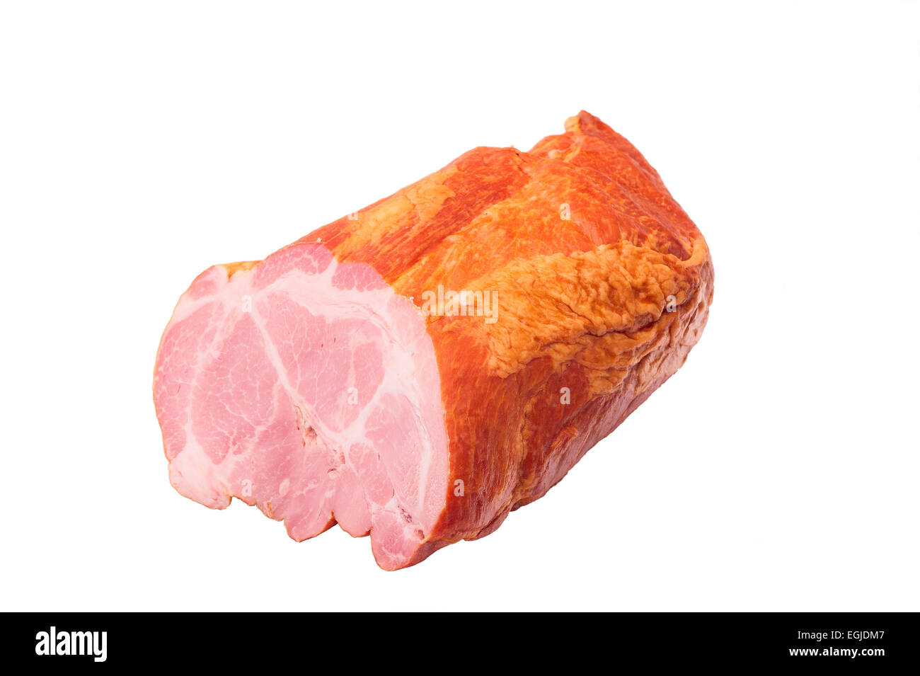 ein Stück Speck und Würste Stockfoto