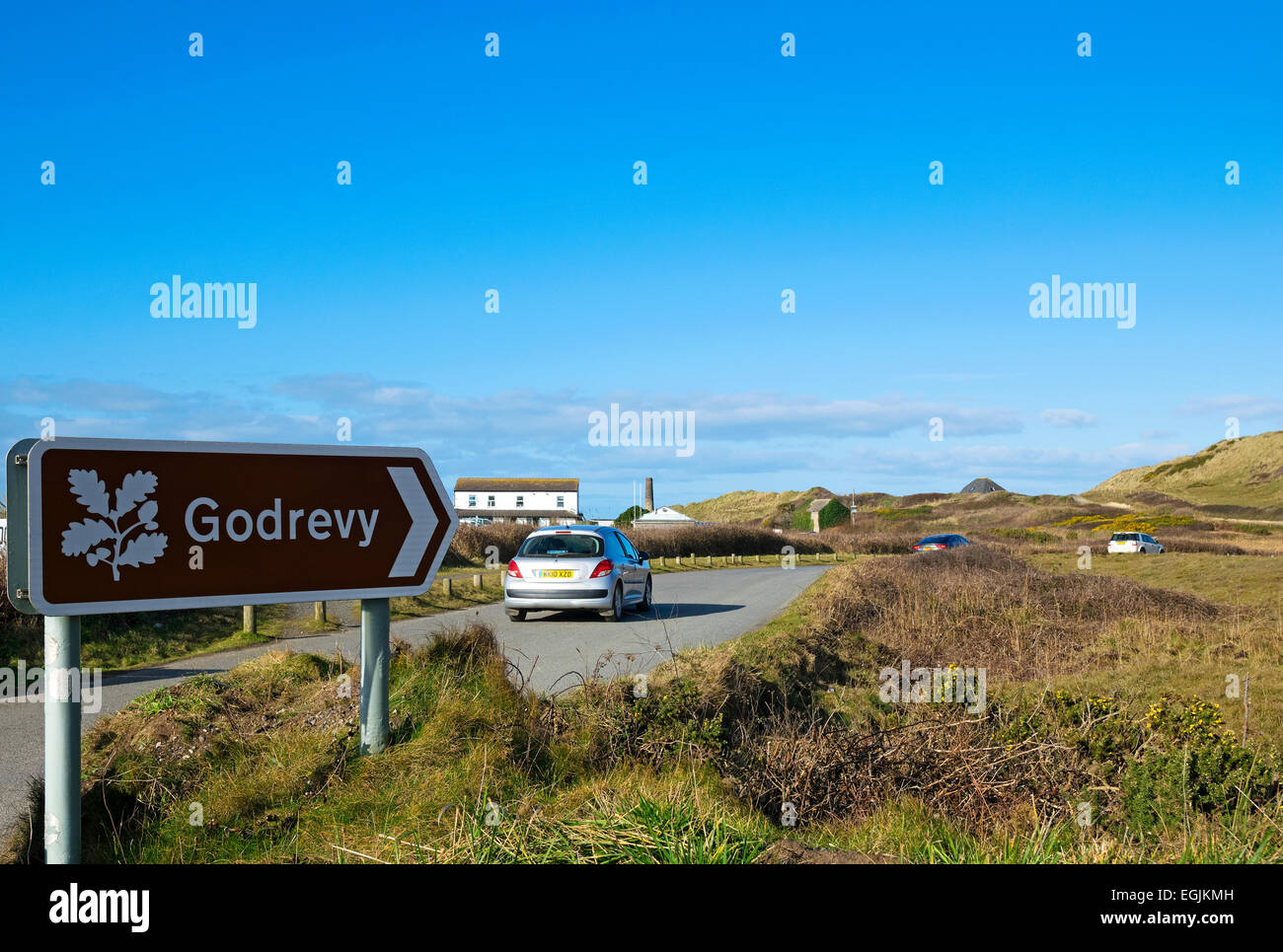 Besucher wollen Godrevy in Cornwall, uk, Foto von den öffentlichen Fußweg. Stockfoto