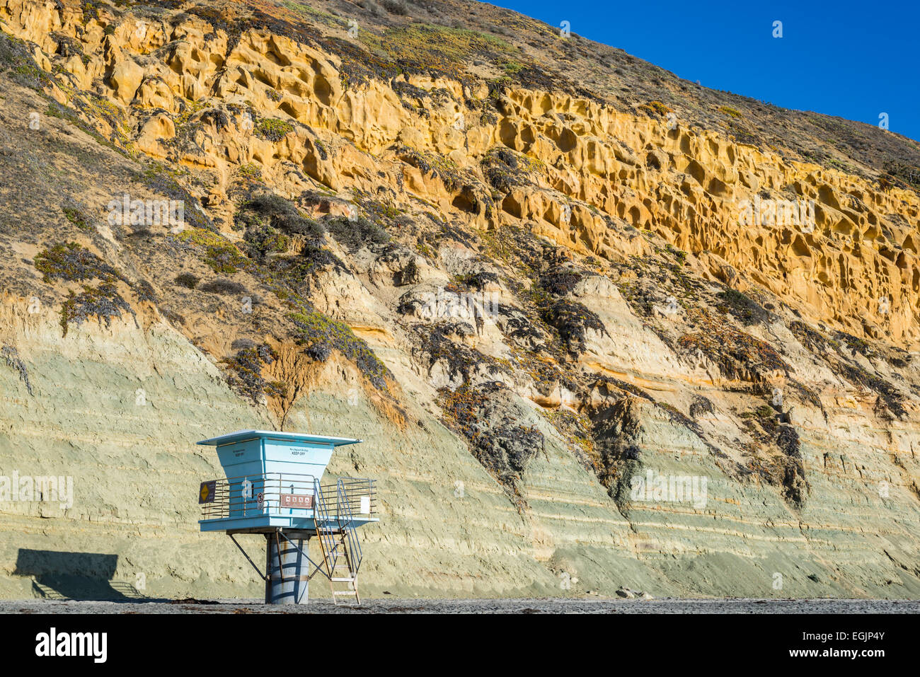 Bademeister Turm Nr. 1 auf Torrey Pines State Beach. La Jolla, Kalifornien, USA. Stockfoto