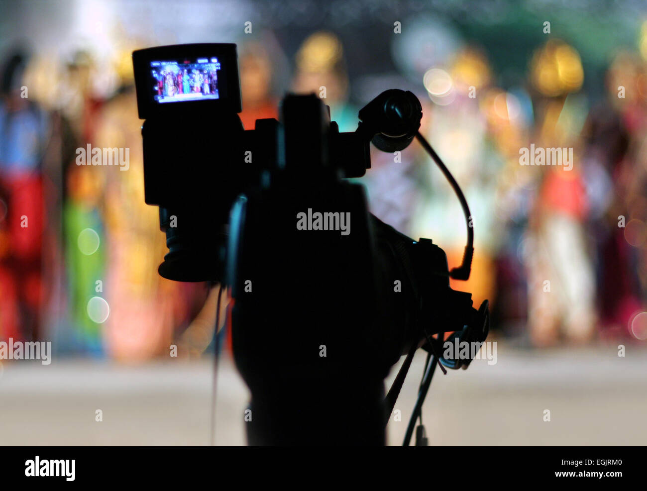 Aufnahme mit der Videokamera Selective Fokus auf Szene Stockfoto