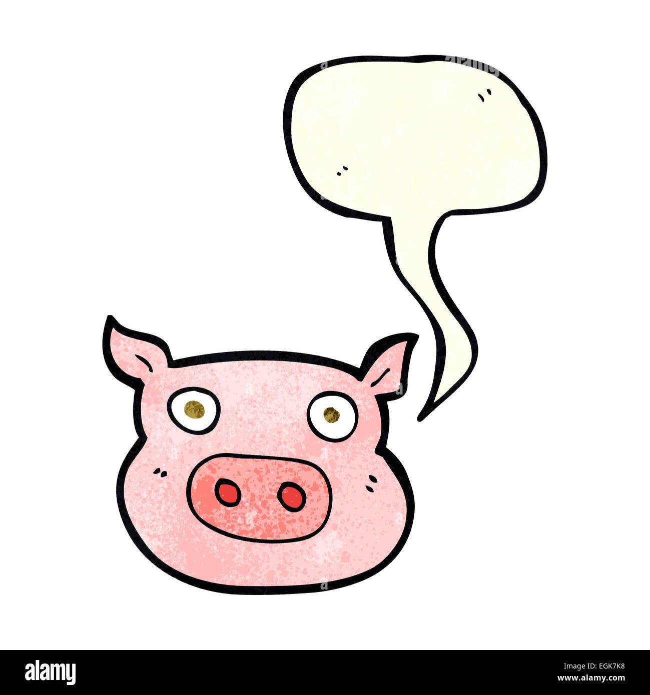 Cartoon Schwein Gesicht mit Sprechblase Stock Vektor