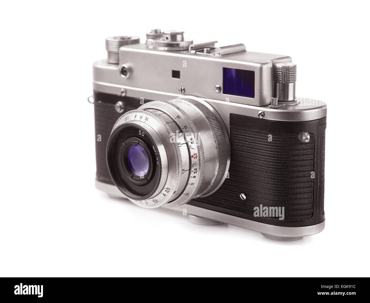 Alten Film-Kamera isoliert auf weiss Stockfoto