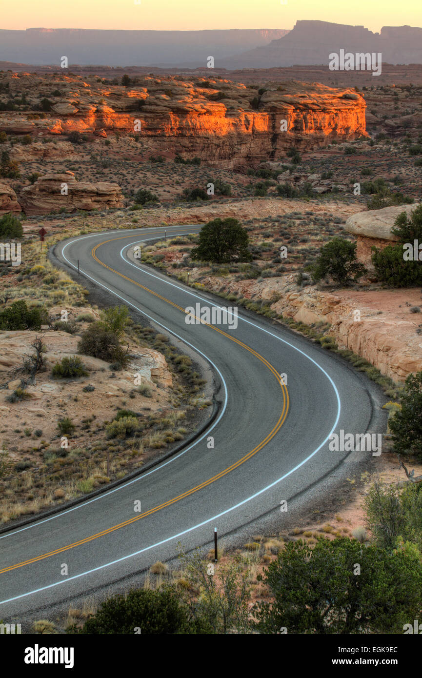 Fahrt in den Needles District des Canyonlands National Park, Utah Stockfoto