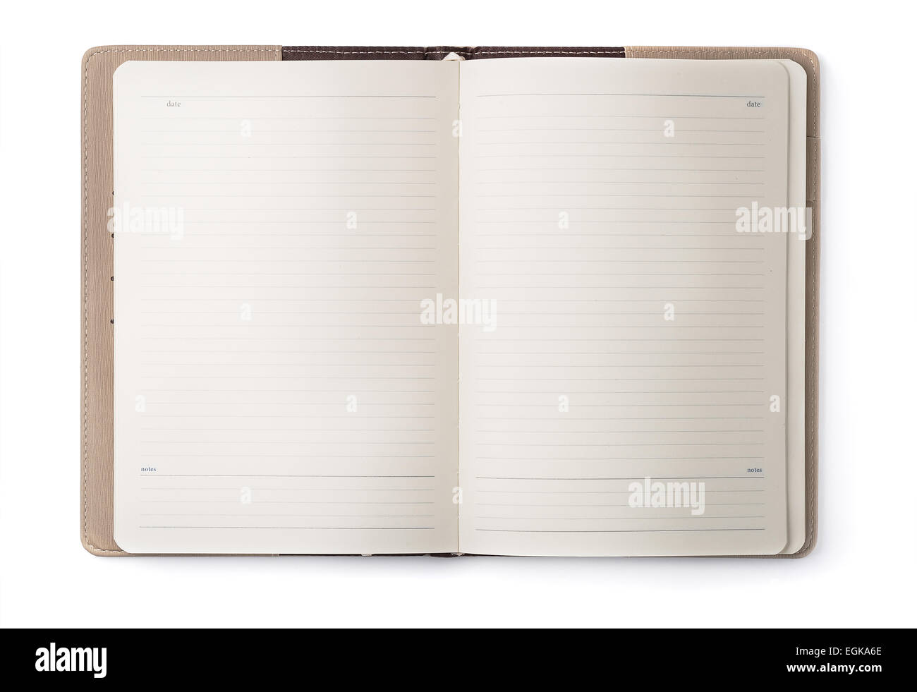 Offenen Notebook isoliert auf weiss Stockfoto