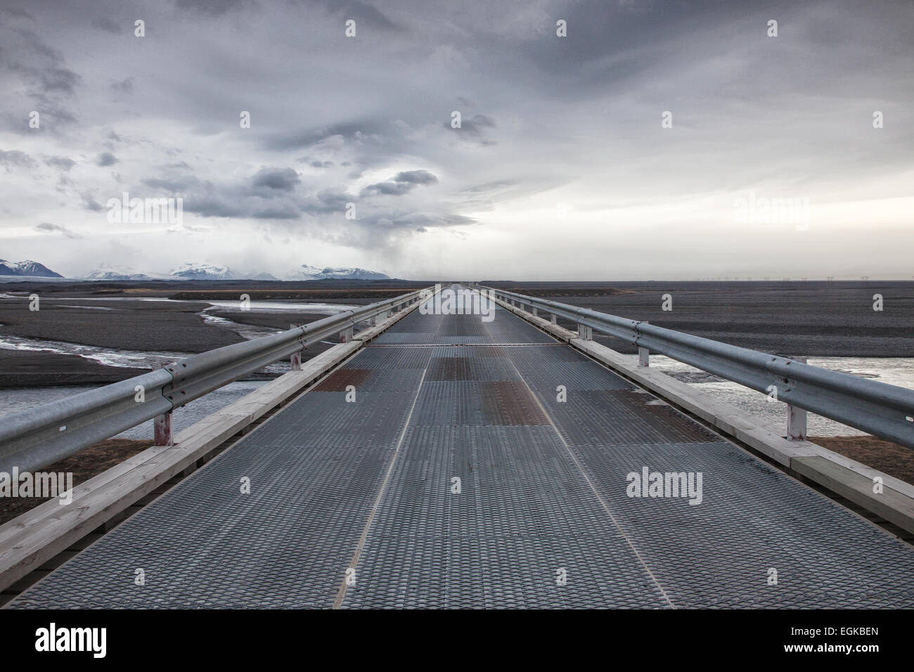 Straße nach nirgendwo - der A1 Hauptstraße im Süden Islands Stockfoto