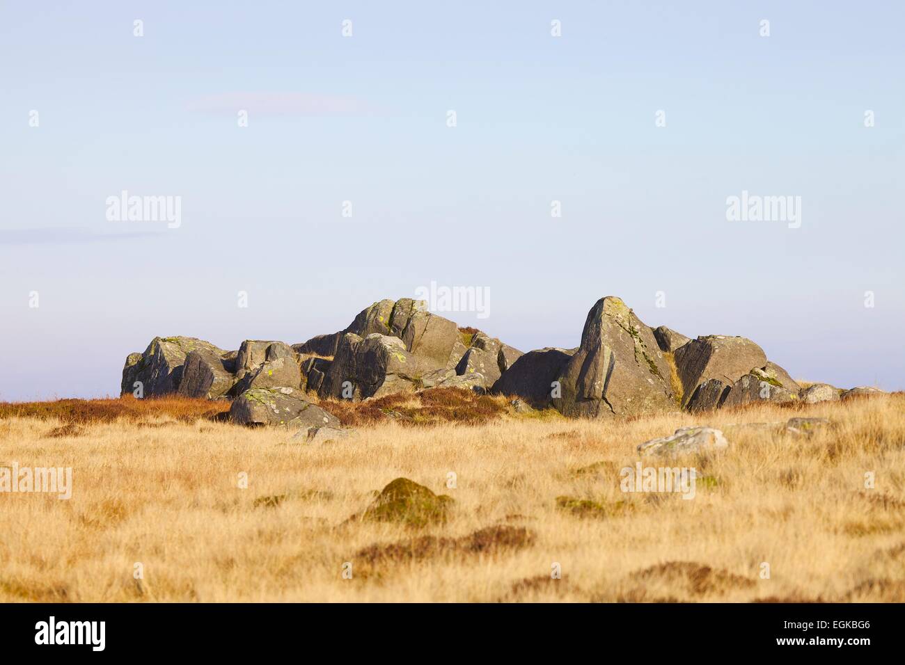 Felsbrocken in der Nähe von Runde Knott Gipfel. Cumbria, England UK Stockfoto