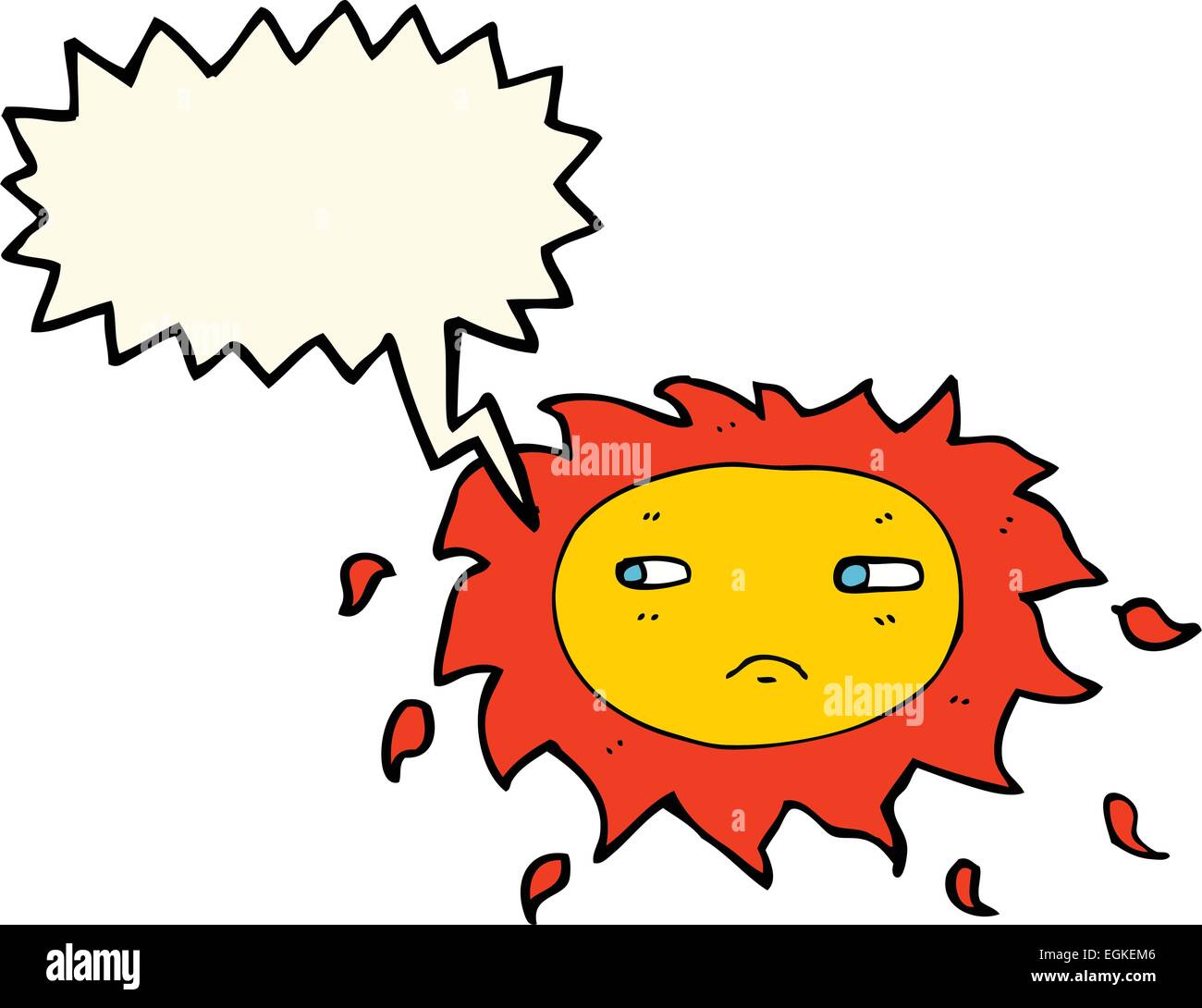 Cartoon traurig Sonne mit Sprechblase Alamy