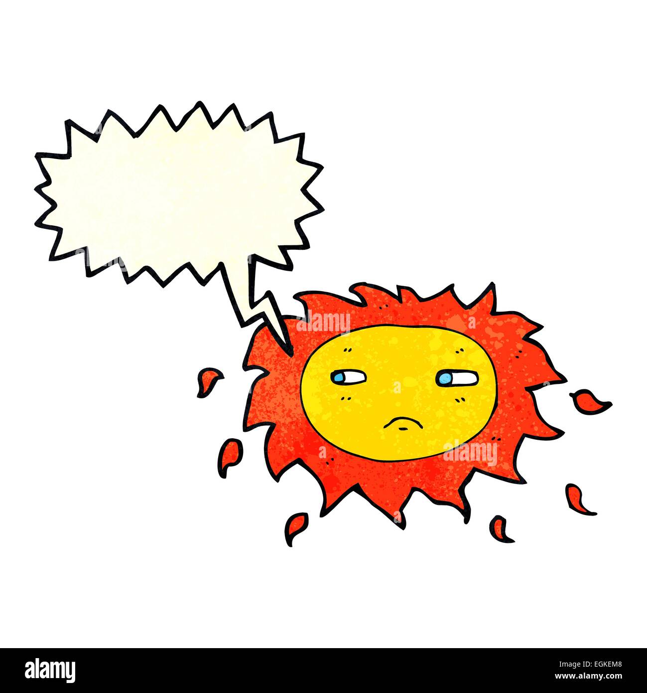 Cartoon traurig Sonne mit Sprechblase Alamy