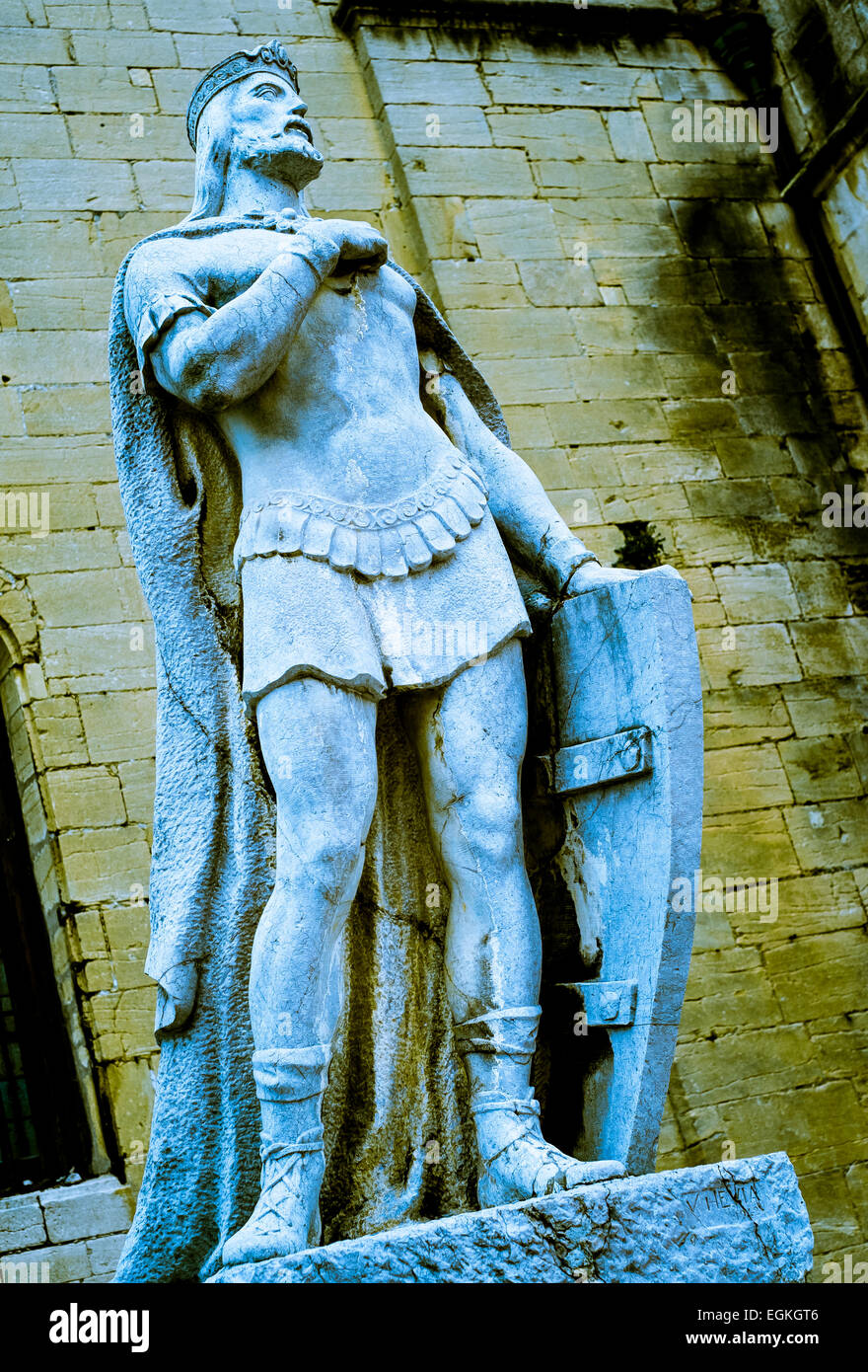 Statue von Alfonso II., König von Asturien. Kathedrale von San Salvador. Oviedo, Asturien, Spanien, Europa. Stockfoto