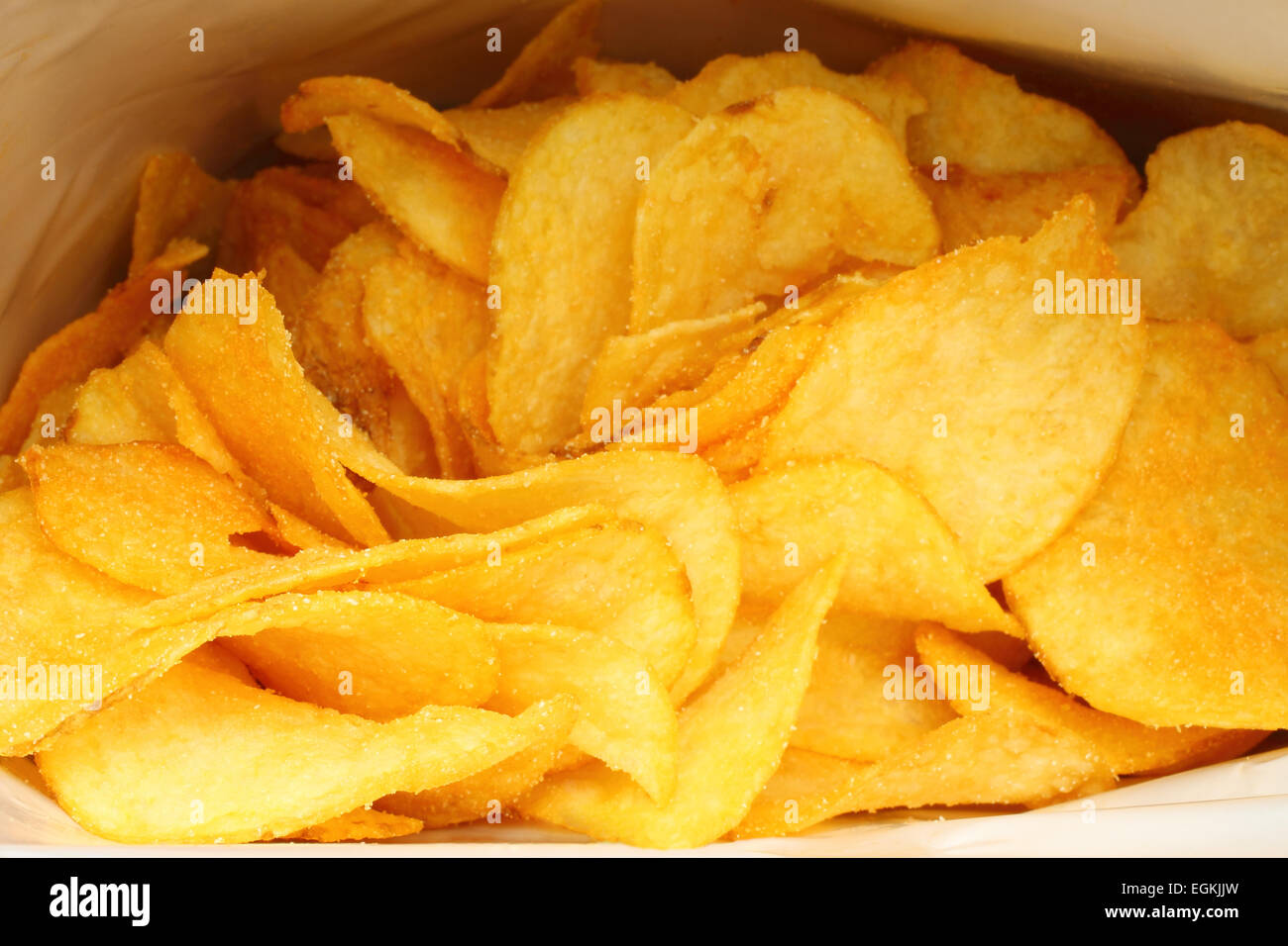 Kartoffel-Chips in der Verpackungs-Nahaufnahme Stockfoto