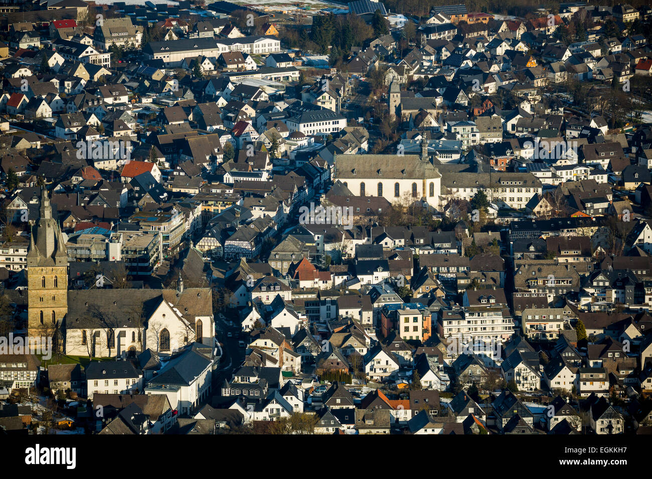 Blick auf die Stadt, Brilon, Sauerland, Nordrhein-Westfalen, Deutschland Stockfoto