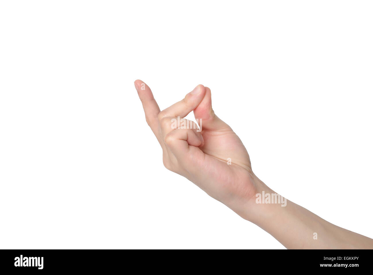 Hand schnappte Ringers, isoliert auf weiss Stockfoto