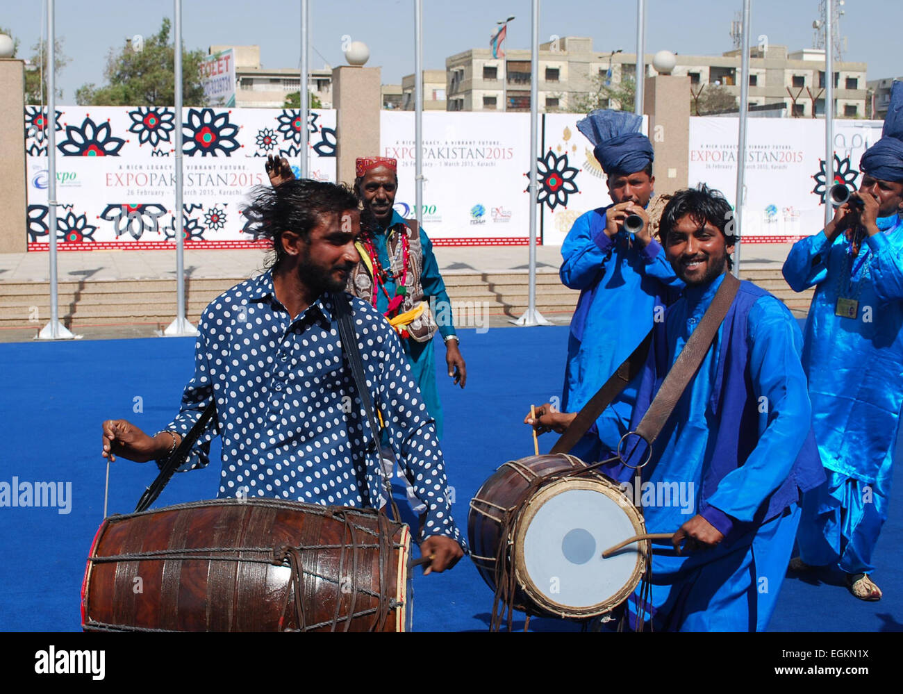 Eröffnungsfeier der Expo in Pakistan, die größte Messe in Pakistan, fand in Karachi, Pakistan, 26. Februar 2015. Pakistan Expo findet vom 26. Februar bis 1. März an der Karachi Expo Centre und es wird von einer Delegation der Tschechischen Geschäftsleuten besucht werden. (Foto/Filip Nerad CTK) Stockfoto