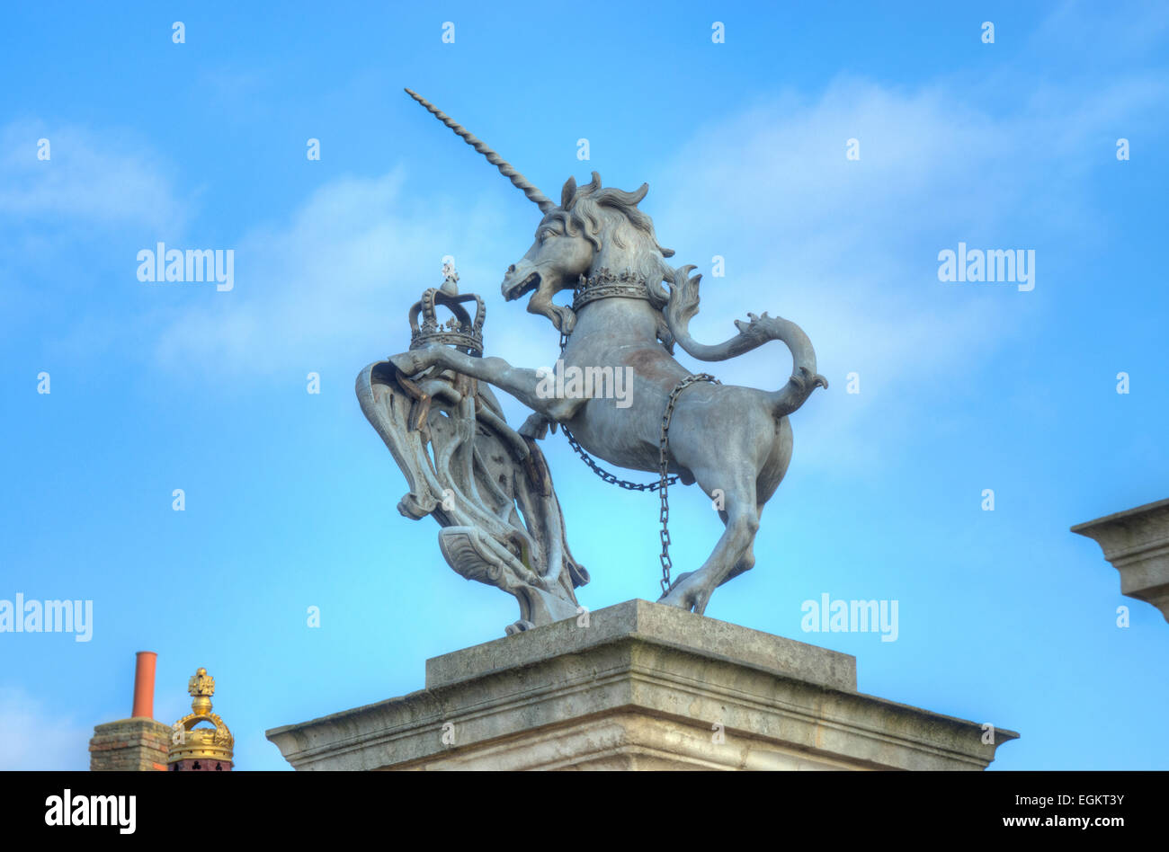 Statue des Einhorns, Hampton Court Stockfoto