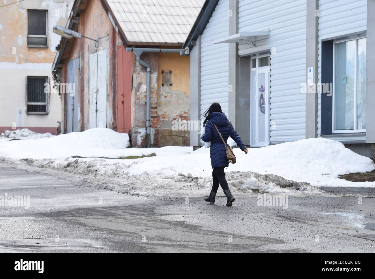 Ehemaligen Kaserne sowjetischen Bereich im Frenstat Pod Radhostem, Tschechische Republik, auf Montag, 23. Februar 2015, fünfzehn Jahre nach Abzug der sowjetischen Armee in bereitgestellte Tschechoslowakei am 26. Februar 1990 Truppen abgebildet. (Foto/Jaroslav Ozana CTK) Stockfoto