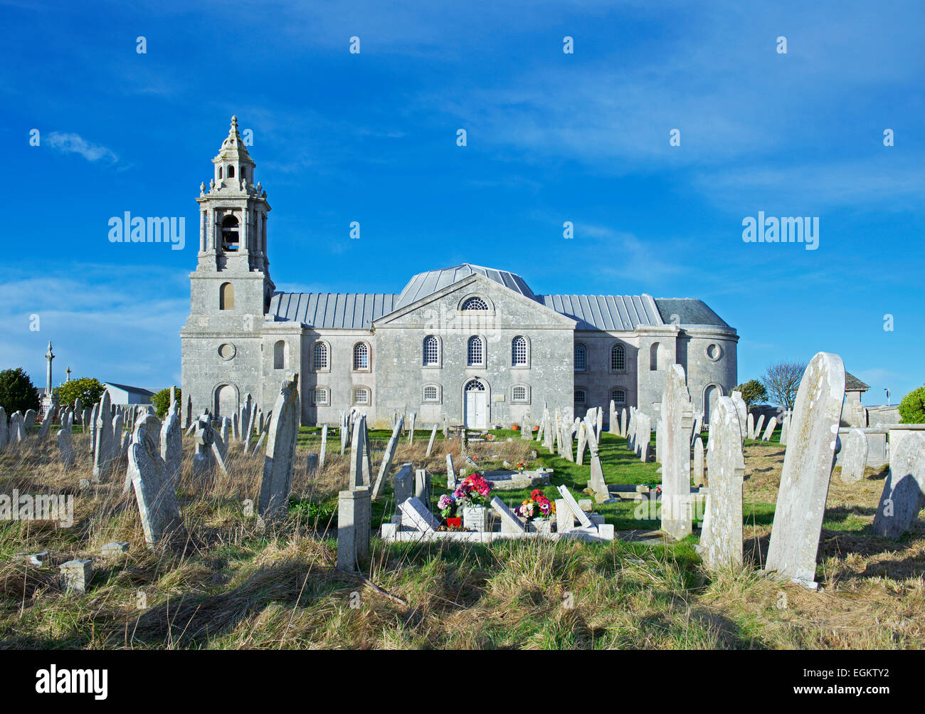Außenseite des St.-Georgs Kirche, Portland, Isle of Portland, Dorset, England UK Stockfoto