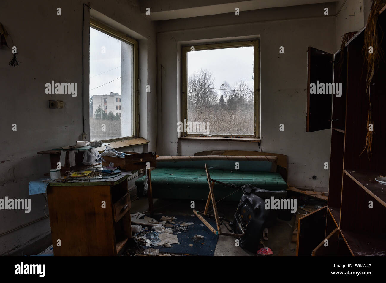 Ehemalige sowjetische Armee Truppenübungsplatz Ralsko, Tschechische Republik, im Bild Dienstag, 17. Februar 2015, fünfundzwanzig Jahre nach Abzug der sowjetischen Armee in bereitgestellte Tschechoslowakei im Jahr 1991 Truppen. (CTK Foto/Radek Petrasek) Stockfoto