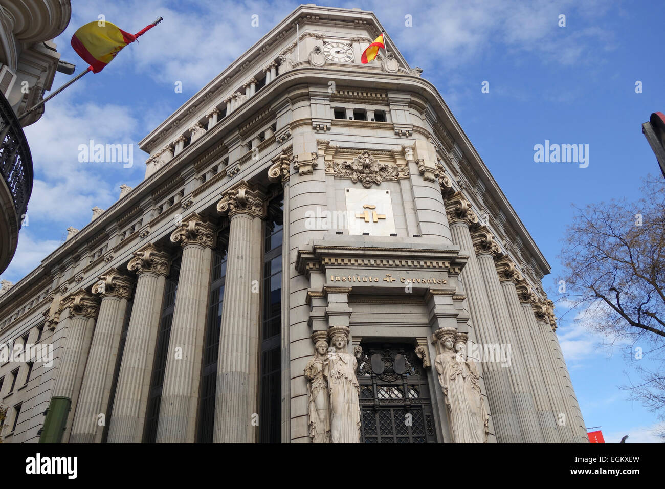 Eingang-Cervantes-Institut Sitz für spanische Kultur und Sprache in Calle Alcala, Madrid, Spanien Stockfoto