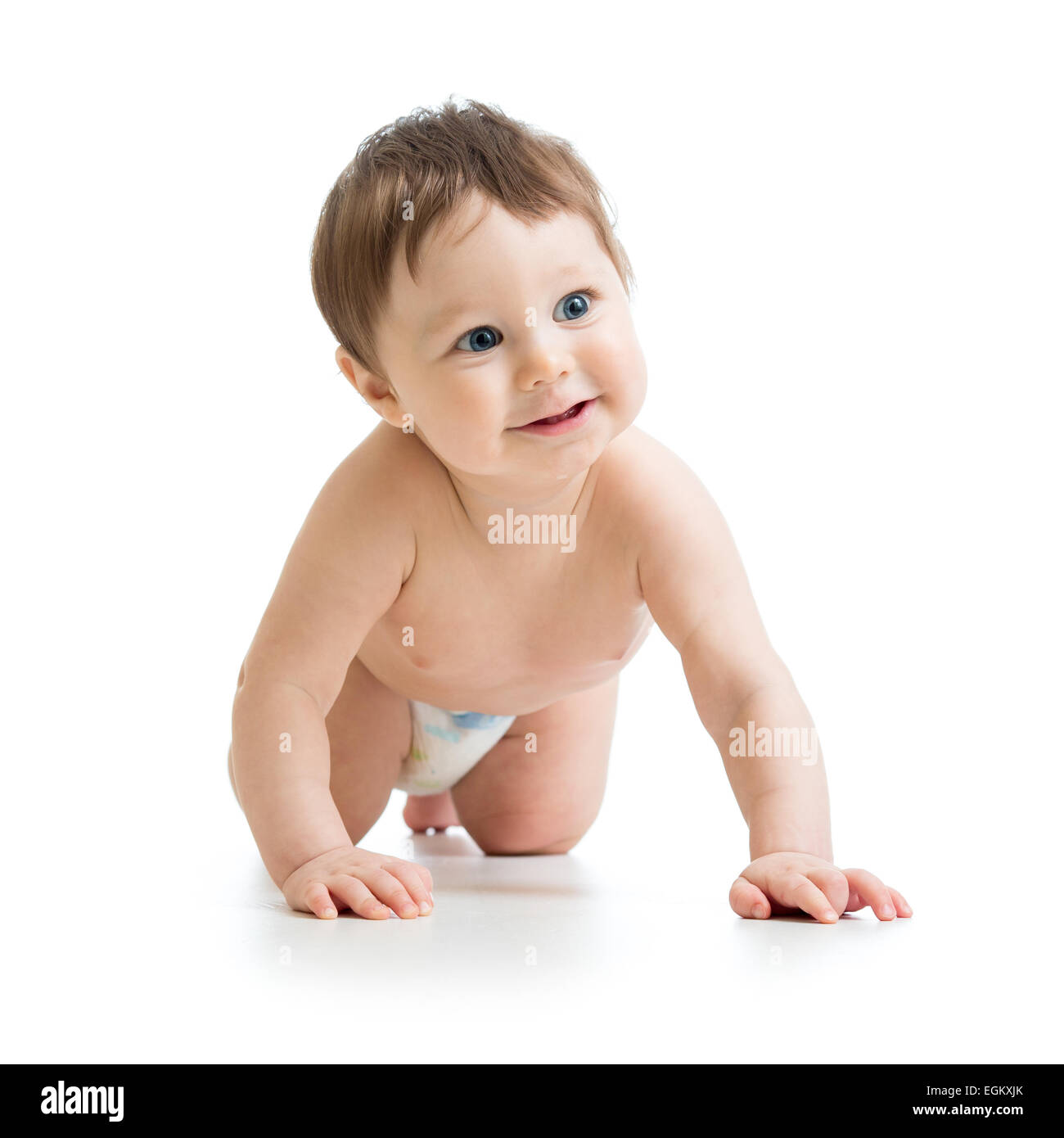 lustige Baby Boy kriechen Stockfoto