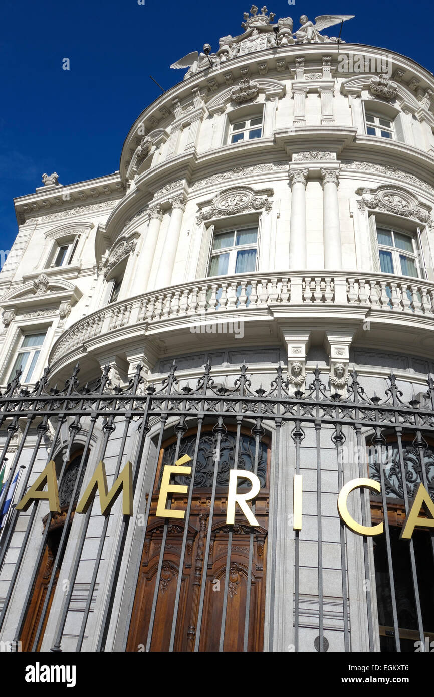 Palacio de Linares, Casa de América, lateinamerikanische Kulturzentrum, Barockschloss, Cybele Square, Madrid, Spanien Stockfoto