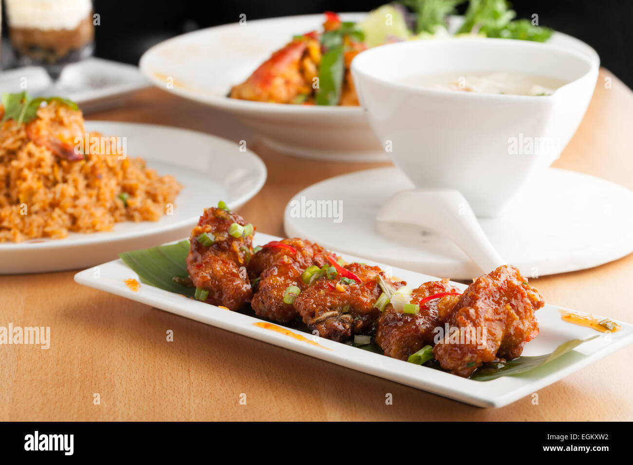 Vielzahl von Thai-Food-Gerichte Stockfoto