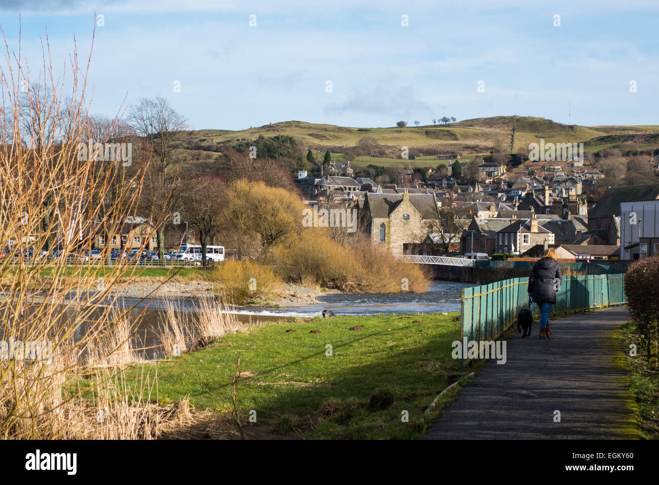 Fluß Teviot, Hawick Stockfoto