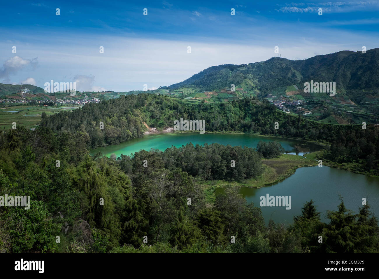 Blick auf den Kratersee in Zentraljava, Indonesien Stockfoto