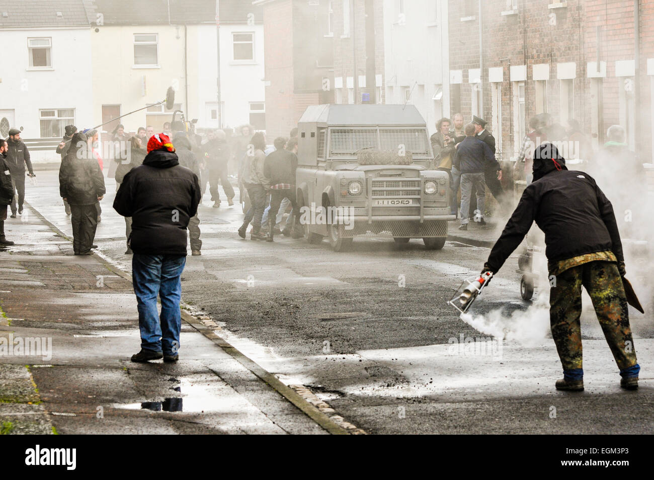 Belfast, Nordirland. 18. Dezember 2014 - weiterhin Dreharbeiten für U2 Musikvideo für den Song "Every Breaking Wave". Stockfoto