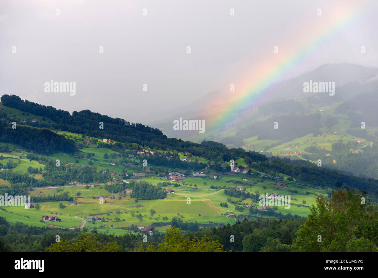 Europa, Schweiz, Mt Rigi, Regenbogen Stockfoto