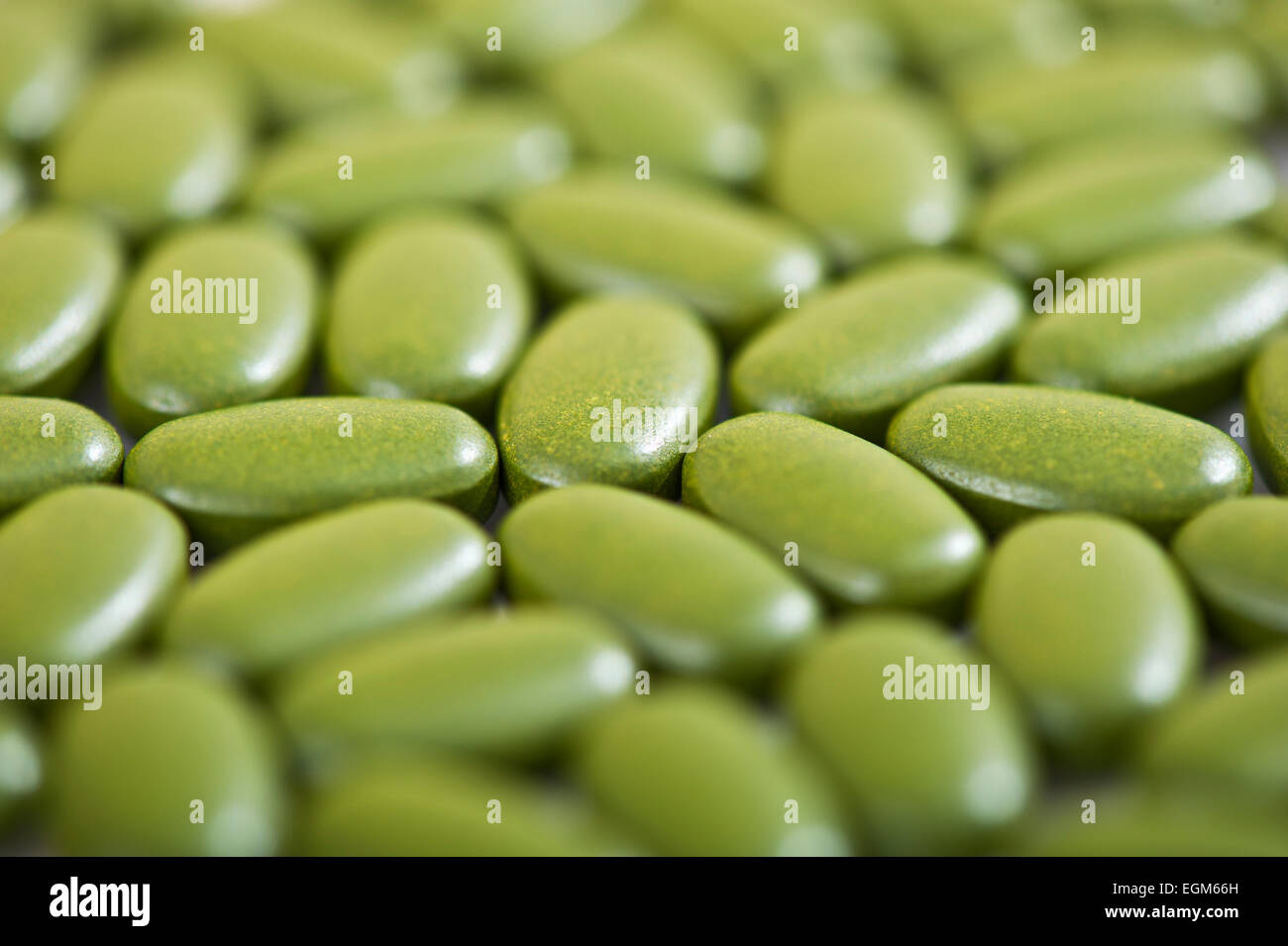 Makrofoto Studio grün Tabletten Stockfoto