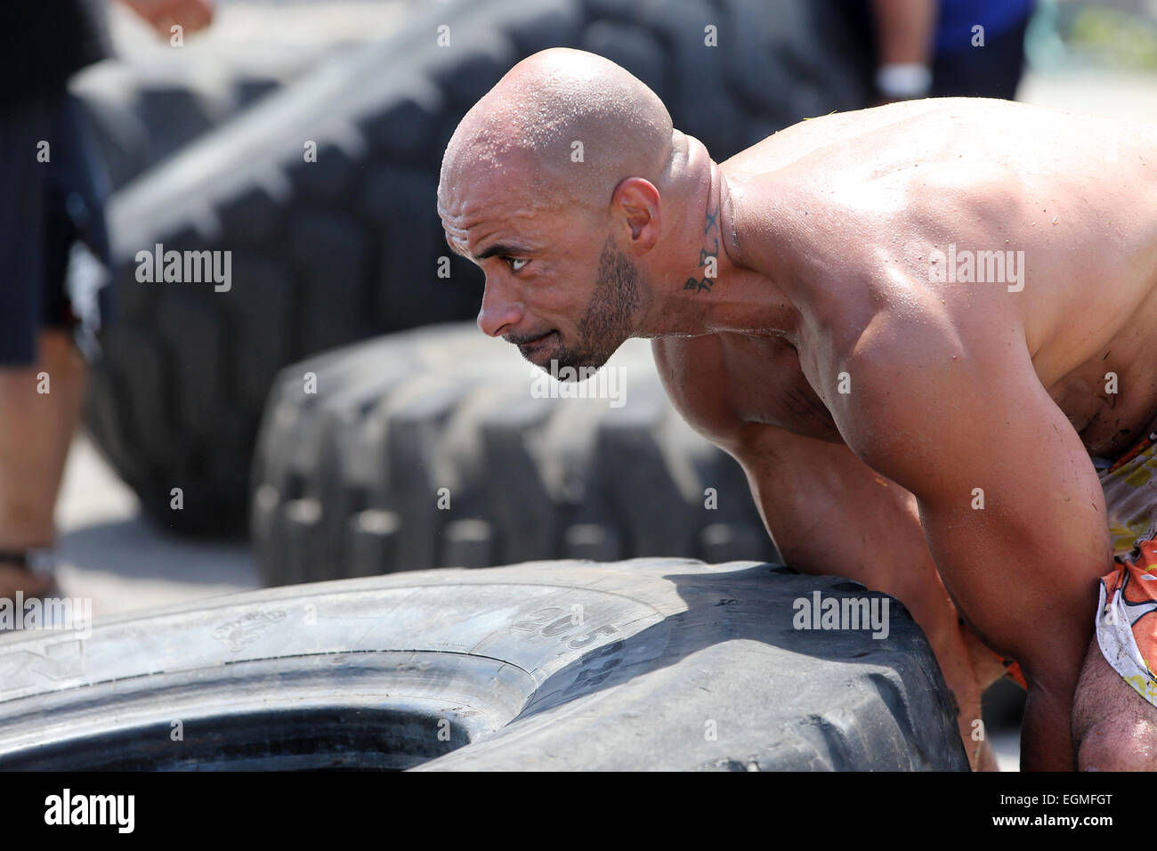 Wettbewerber in Aktion während der Reebok Spartan Race. Mohegan Sun, Uncasville, Connecticut, USA. Stockfoto Wettbewerber in Aktion während der Reebok Spartan Race. Mohegan Sun, Uncasville, Connecticut, USA. Stockfoto