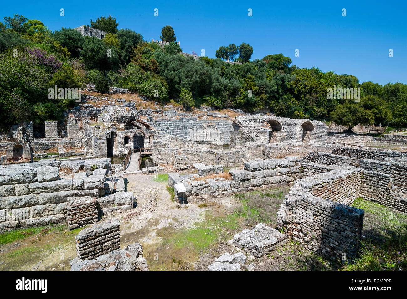 Römische Ruinen, UNESCO-Weltkulturerbe, Butrint, Albanien Stockfoto