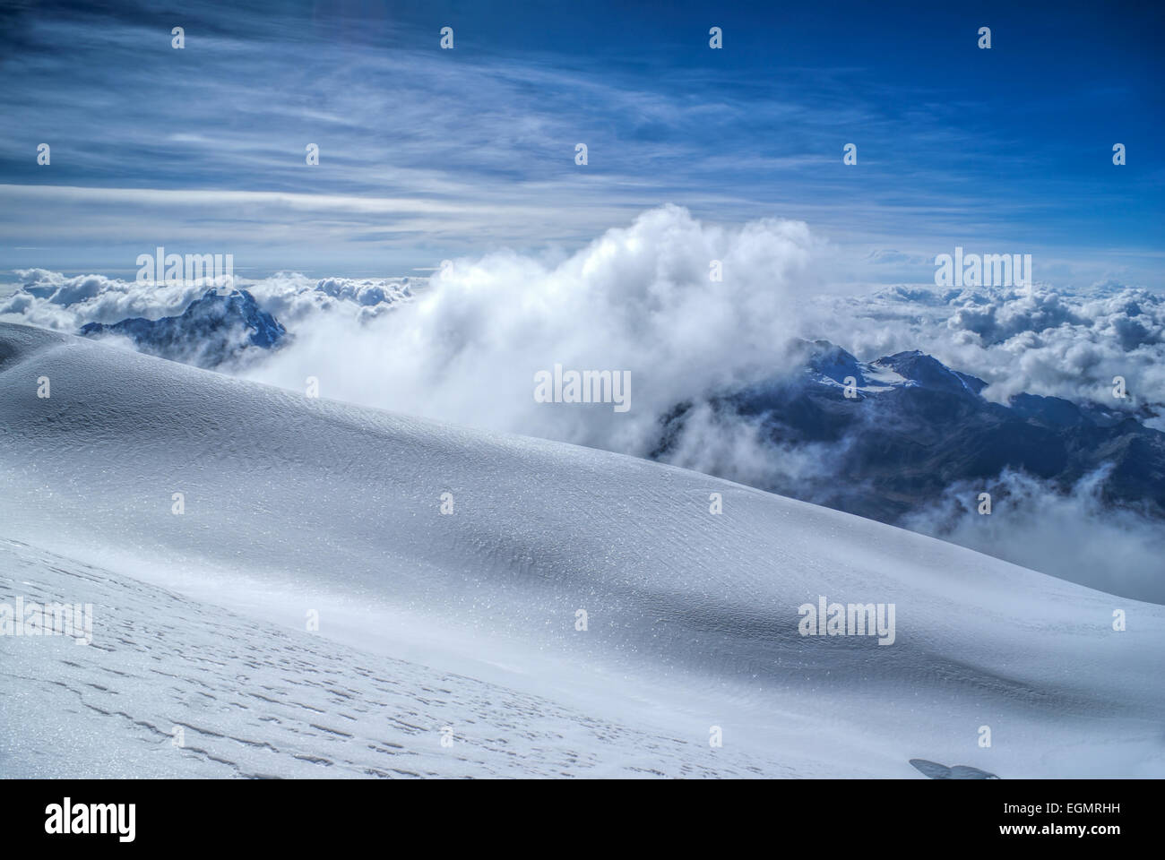 Dramatische Landschaft in großer Höhe in der Nähe von Berg Huayna Potosi in Bolivien Stockfoto