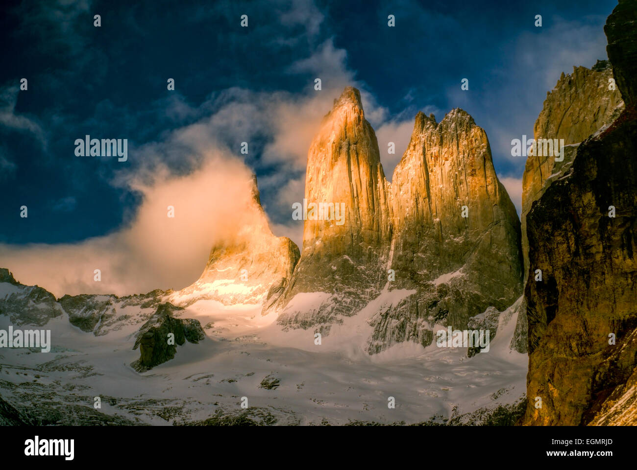 Malerische Aussicht von Torres del Paine in Süd amerikanischen Anden Stockfoto