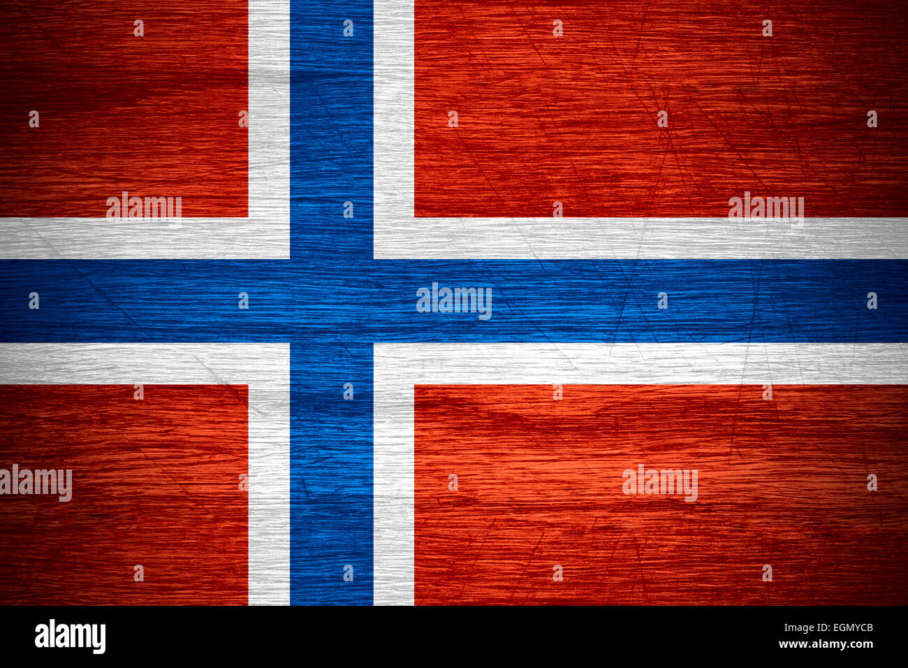 Norwegen Flagge oder norwegischen Banner auf Holz Textur Stockfoto