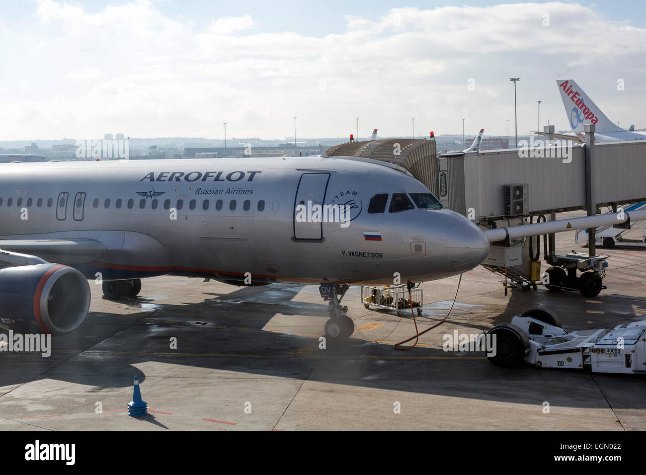 Aeroflot Flugzeug Madrid Flughafen russische Flugzeug Stockfoto