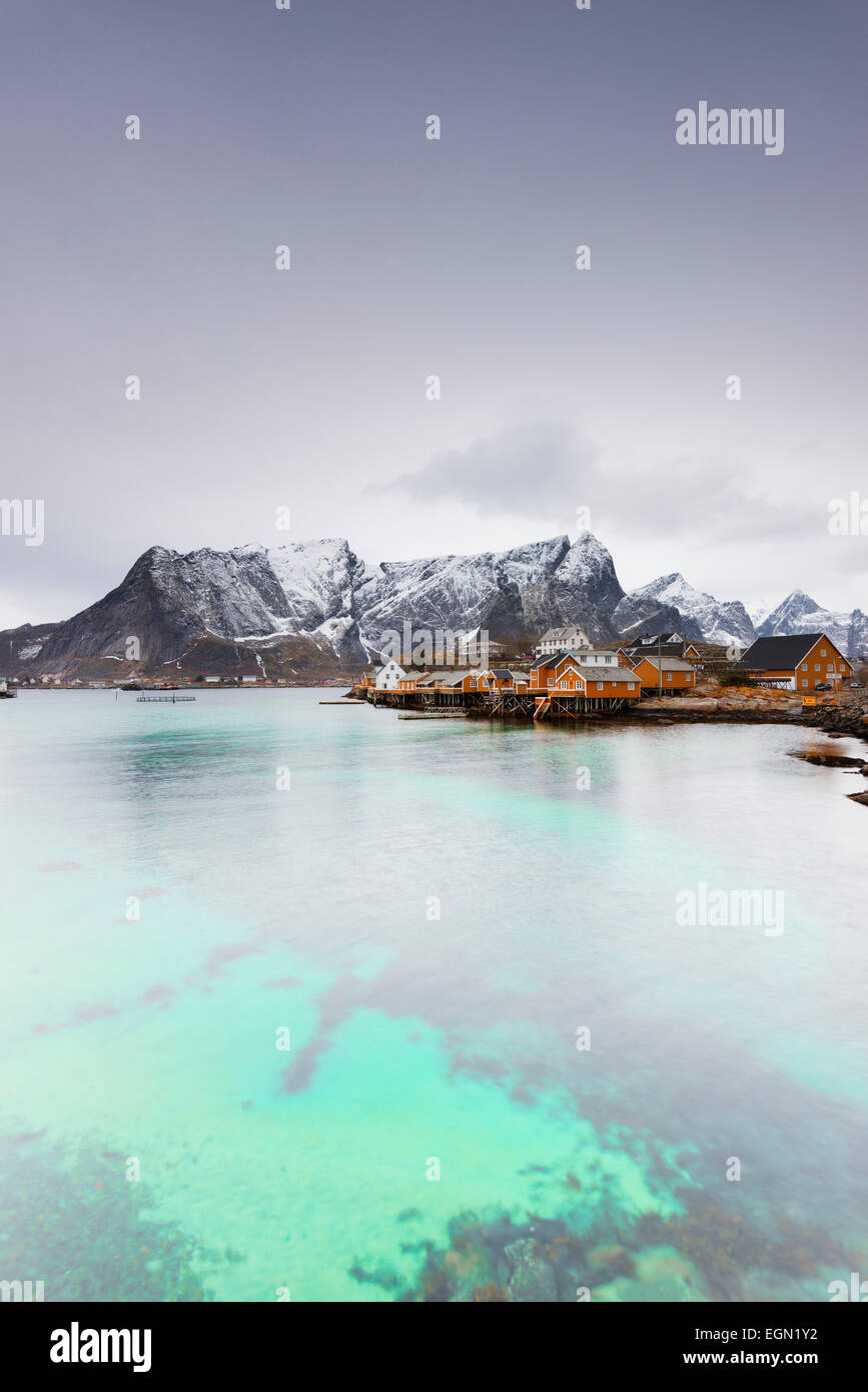 Europa, Skandinavien, Norwegen, Lofoten Inseln, Moskenesoy, Sakrisoy Stockfoto