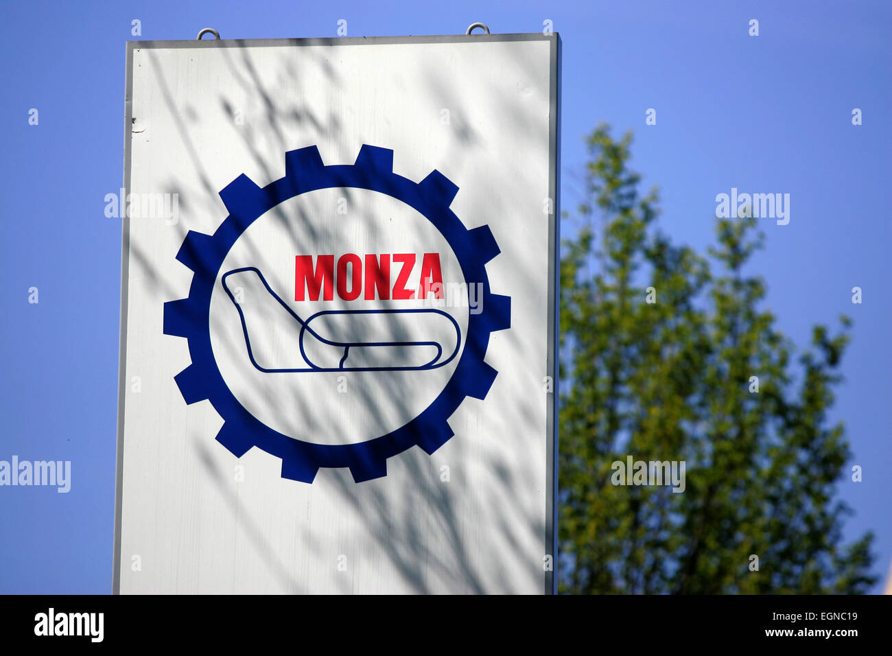 Ein Schild an der Rennstrecke von Monza Stockfoto