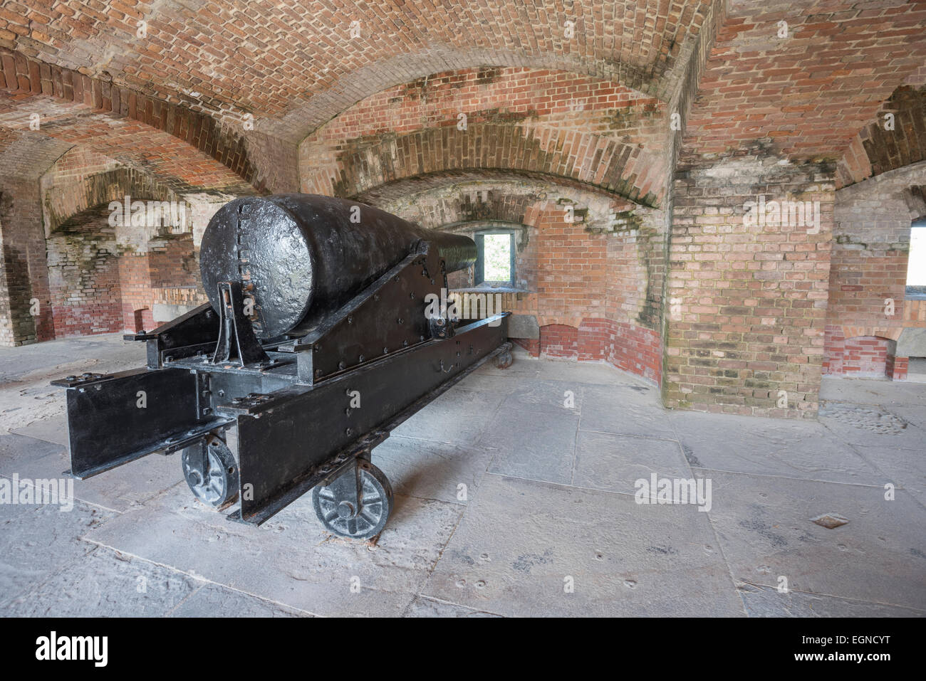 Ein rodman Gewehr auf eine kasematte am Fort Zachary Taylor State Park auf Key West, Florida Stockfoto