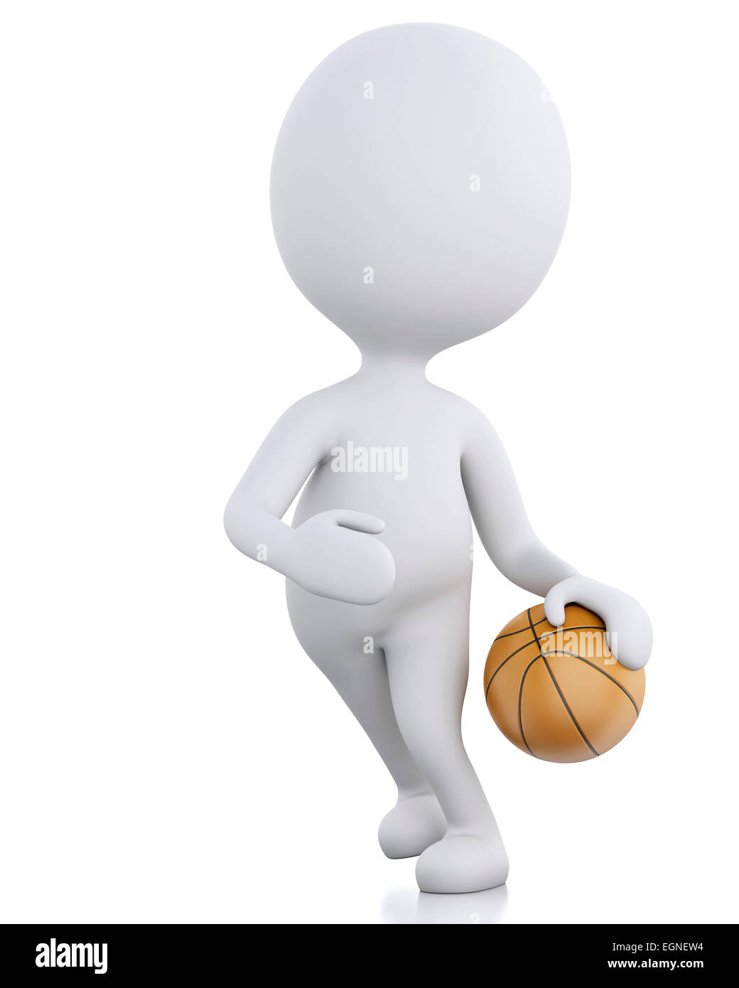 3D Renderer Bild. Weiße Basketball-Spieler mit Ball. Isolierten weißen Hintergrund Stockfoto