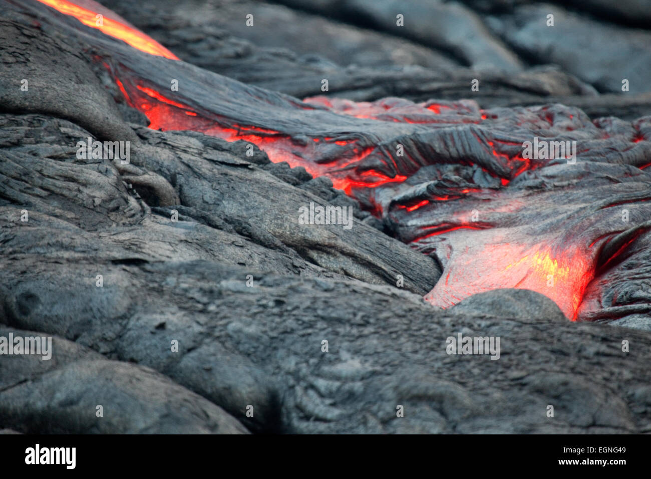 Lava fließt auf der Big Island, Hawaii Stockfoto