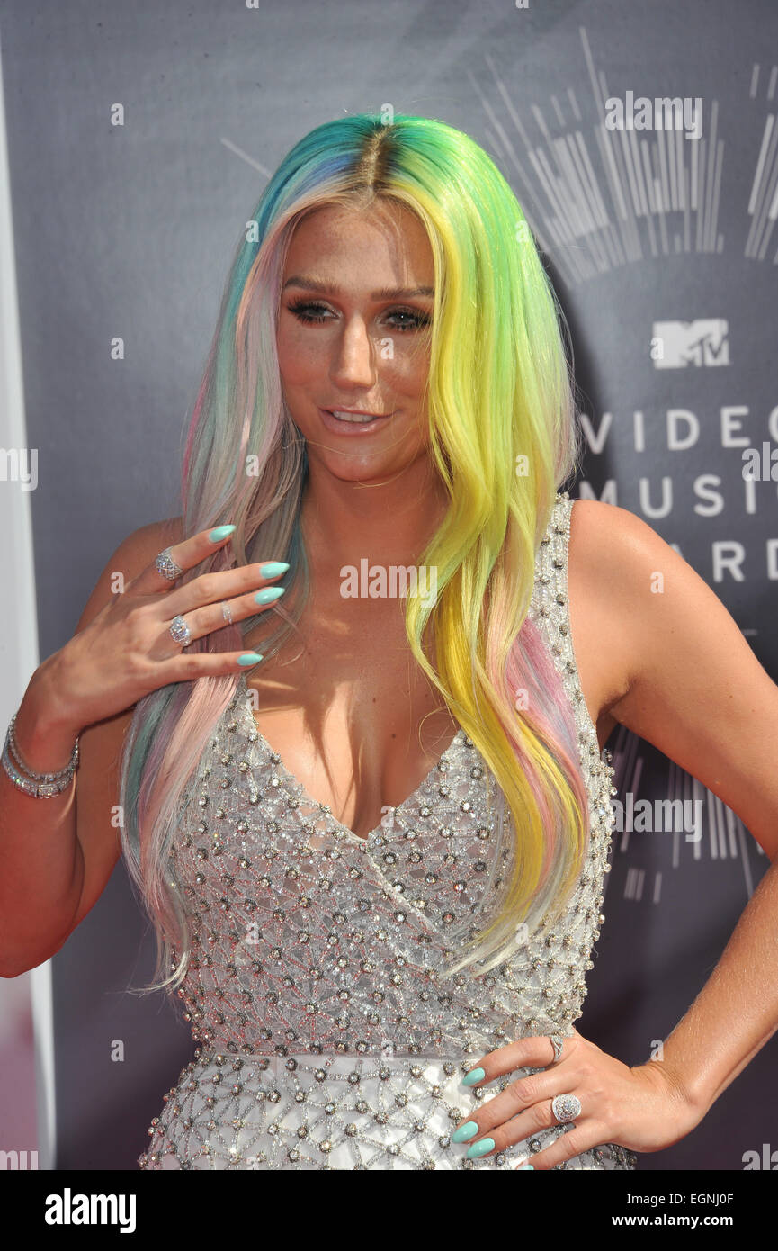 LOS ANGELES, CA - 24. August 2014: Kesha auf der 2014 vergibt MTV Video Music auf dem Forum, Los Angeles. Stockfoto