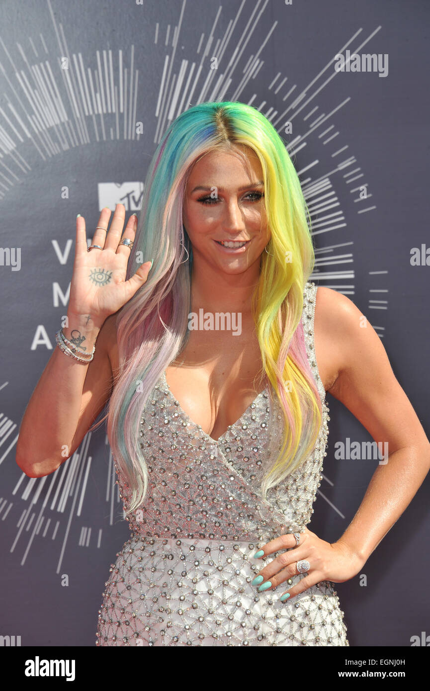 LOS ANGELES, CA - 24. August 2014: Kesha auf der 2014 vergibt MTV Video Music auf dem Forum, Los Angeles. Stockfoto